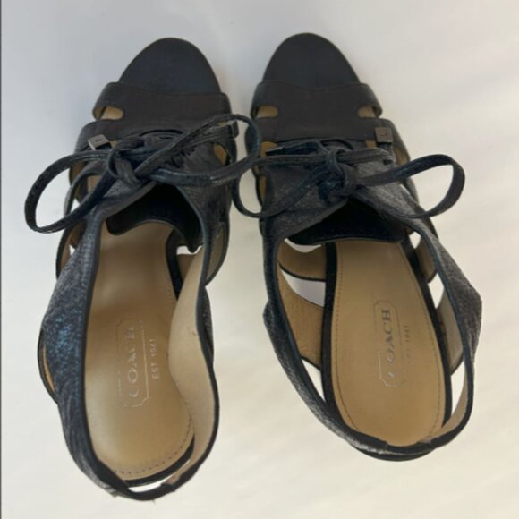 Coach Moreen Caged Lace-up Black Platform Heel - Size 8.5 - Picture 4 of 4
